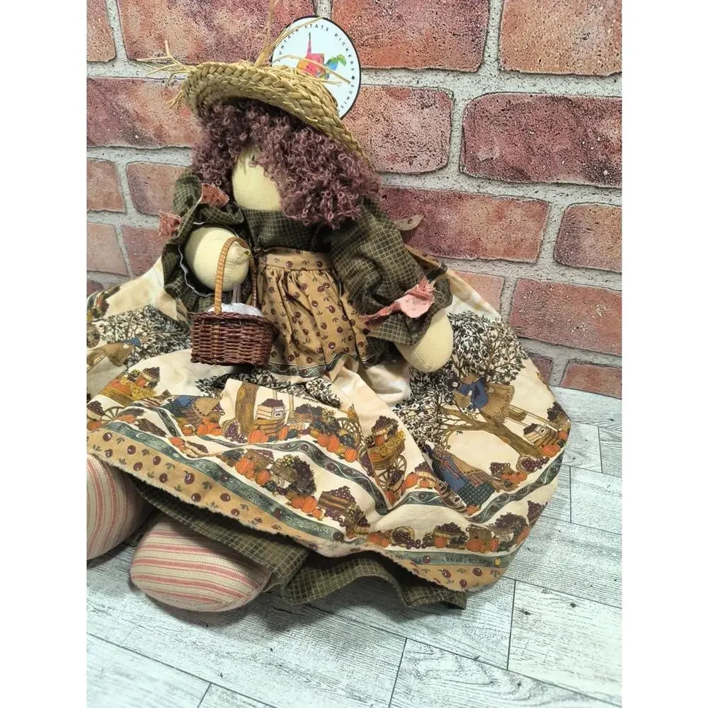 Country Cottage Farmhouse Vintage RagDoll Girl Handmade Fall Harvest Decor Cute